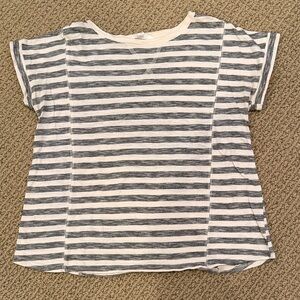 Athleta Kids Gray and White Striped Tee
